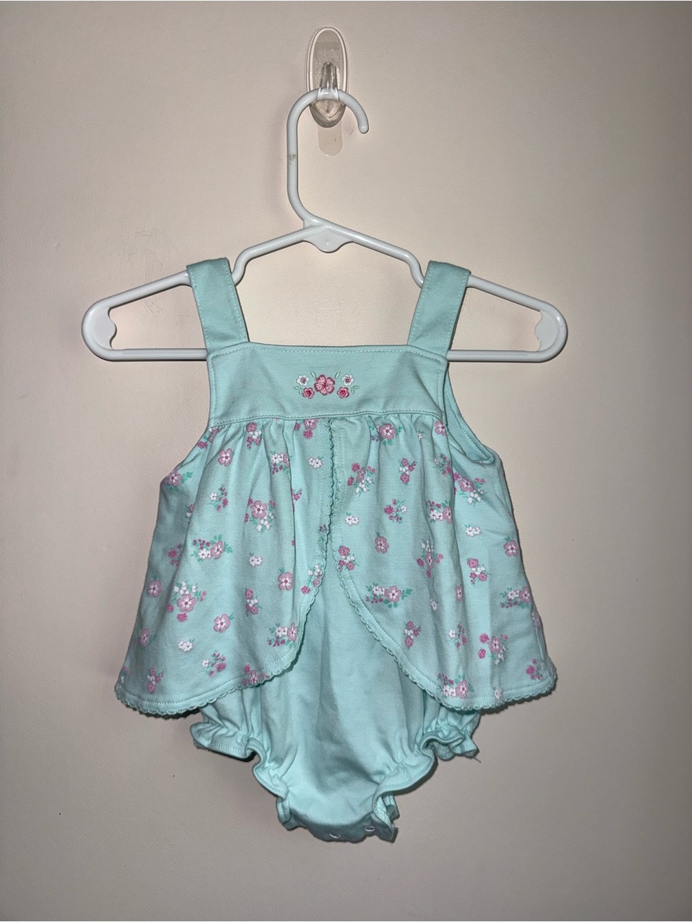 Kissy Kissy Mint Floral Sleeveless Baby Romper - Picture 1 of 5